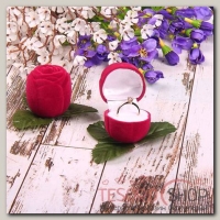 Футляр под кольцо Роза малая 4x4x4,5, цвет малиновый - бижутерия