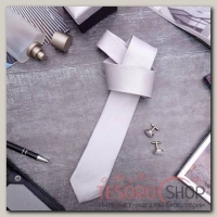 Набор мужской "Премьер" галстук 145x5см, запонки, тонкая полоска, цвет серый - бижутерия