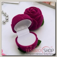 Футляр под кольцо Роза малая 4x4x5см, цвет розовый - бижутерия