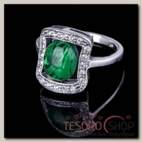 Кольцо Сафари, размер 17, цвет зелёный в чернёном серебре
