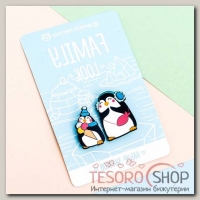 Набор значков для мамы и ребёнка "Пингвины" - бижутерия