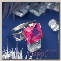 Кольцо Ассорти квадрат, цвет розовый в серебре, размер 17,18,19 МИКС