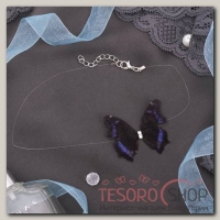 Чокер Butterfly на леске, цвет сине-чёрный в серебре - бижутерия