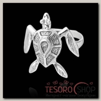 Кольцо Морская черепаха, размер 17, цвет чернёное серебро