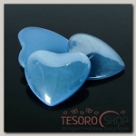 Кабошон стекло, сердце 25x25мм (набор 3шт), цвет голубой