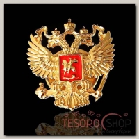 Значок "Герб РФ" с красной эмалью позолота