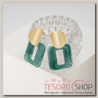Серьги пластик Комильфо, цвет зелёный в золоте - бижутерия