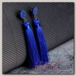 Серьги Кисти гармония, цвет синий 8,5 см - бижутерия