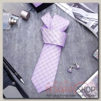 Набор мужской Стиль галстук 145x5см, запонки, линии, цвет сиреневый - бижутерия