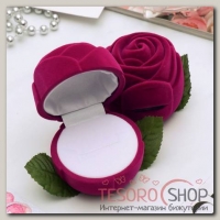 Футляр под кольцо Роза крупная 6x6x6см, цвет розовый - бижутерия