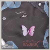 Чокер Butterfly на леске, цвет бело-розовый в серебре - бижутерия