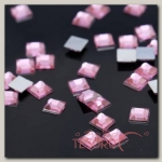 Стразы плоские квадрат, 6x6мм, (набор 30шт), цвет розовый