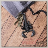 Кулон мужской Резон скорпион, цвет чернёное серебро на чёрном шнурке, 80 см - бижутерия