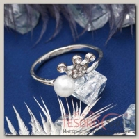 Кольцо Корона принцессы, цвет белый в серебре, размер 17,18,19 микс