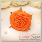 Шпилька для волос Изящная роза 8 см оранжевая - бижутерия