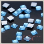 Стразы плоские квадрат, 6x6мм, (набор 30шт), цвет голубой