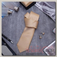 Набор мужской Стиль галстук 145x5см, запонки, линии тонкие, цвет золотой - бижутерия