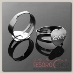 Купить Основа для кольца "Сердечко" (набор 5шт) регул-й раз-р, цвет серебро