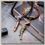Кулон ассорти "Неразлучники" пистолет и пуля, цвет чёрно-коричневый - бижутерия