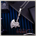 Кулон мужской Стальной секира с драконом, цвет серебро, 45 см - бижутерия