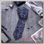 Набор мужской Стиль галстук 145x5см, запонки, турецкий огурец, цвет темно-серый - бижутерия