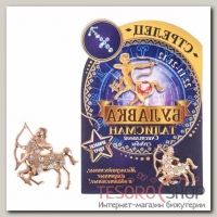 Брошь гороскоп Знаки зодиака стрелец, 3 х 2,5 см, цвет белый в золоте - бижутерия