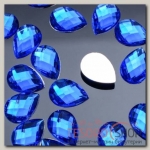 Стразы плоские капля, 10x14мм, (набор 20шт), цвет ярко-синий