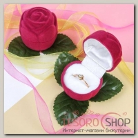 Футляр под кольцо Роза, 5x5x5, цвет розовый, вставка белая - бижутерия