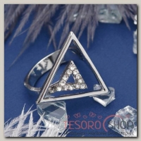 Кольцо Геометрия треугольники, цвет белый в серебре, размер 18