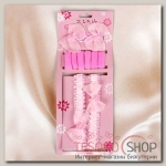 Набор для волос Женечка (2 заколки, 2 повязки, 6 резинок), розовый бантик, розочка - бижутерия