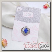 Кольцо для платка "Классика" ромб, цвет синий в серебре